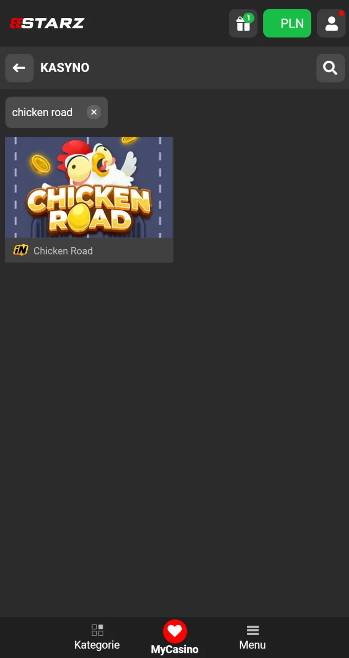 Znajdź Chicken Road w wyszukiwarce kasyna i uruchom grę.